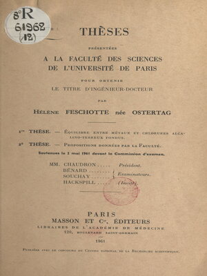 cover image of Équilibre entre métaux et chlorures alcalino-terreux fondus